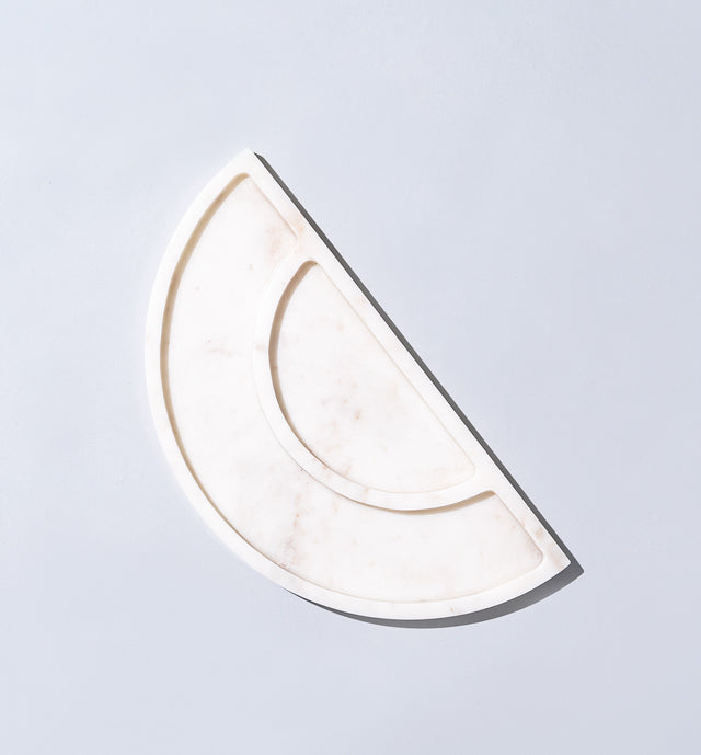 Argent Half Moon Marble Tray